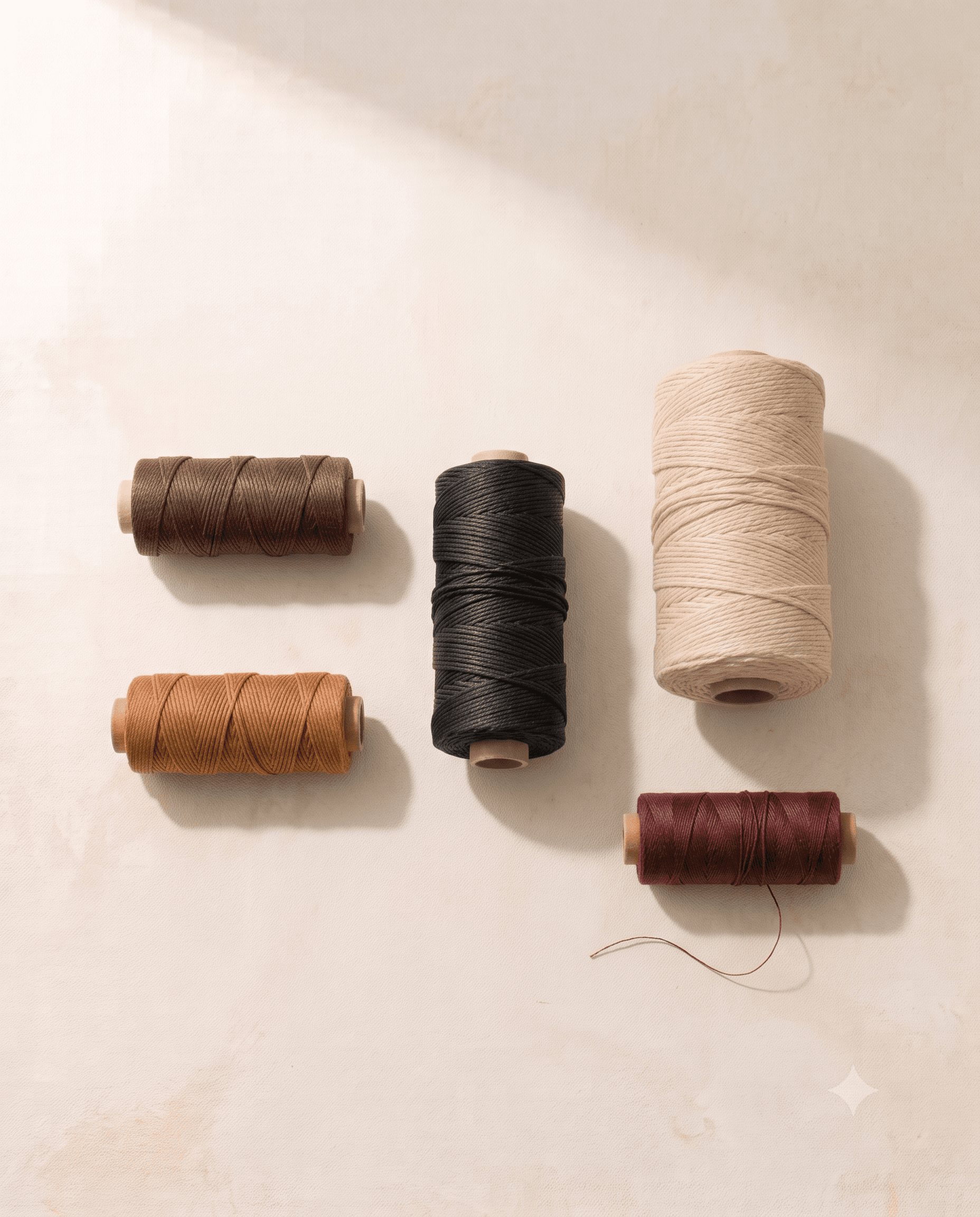 Deri ürünlerin el ve makine dikiminde kullanılan balmumlu ve polyester dikiş iplikleri